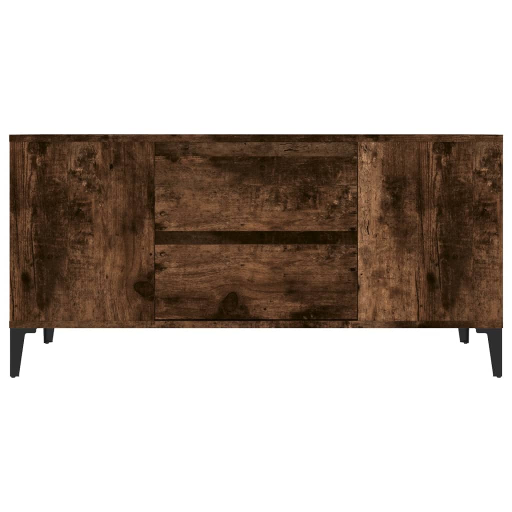 Meuble TV Effet Bois et Pied Métal Noir - 102 cm-Mon Meuble TV-Chêne fumé-6