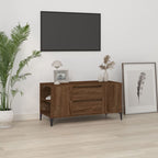 Meuble TV Effet Bois et Pied Métal Noir - 102 cm-Mon Meuble TV-Chêne marron-12