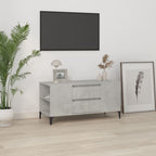Meuble TV Effet Bois et Pied Métal Noir - 102 cm-Mon Meuble TV-Gris béton-14