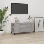 Meuble TV Effet Bois et Pied Métal Noir - 102 cm-Mon Meuble TV-Sonoma gris-17
