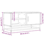 Meuble TV Effet Bois Gris et Noir - 80 cm-Mon Meuble TV-Noir-11