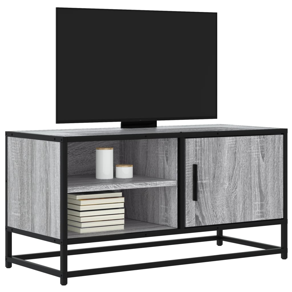 Meuble TV Effet Bois Gris et Noir - 80 cm-Mon Meuble TV-Sonoma gris-13
