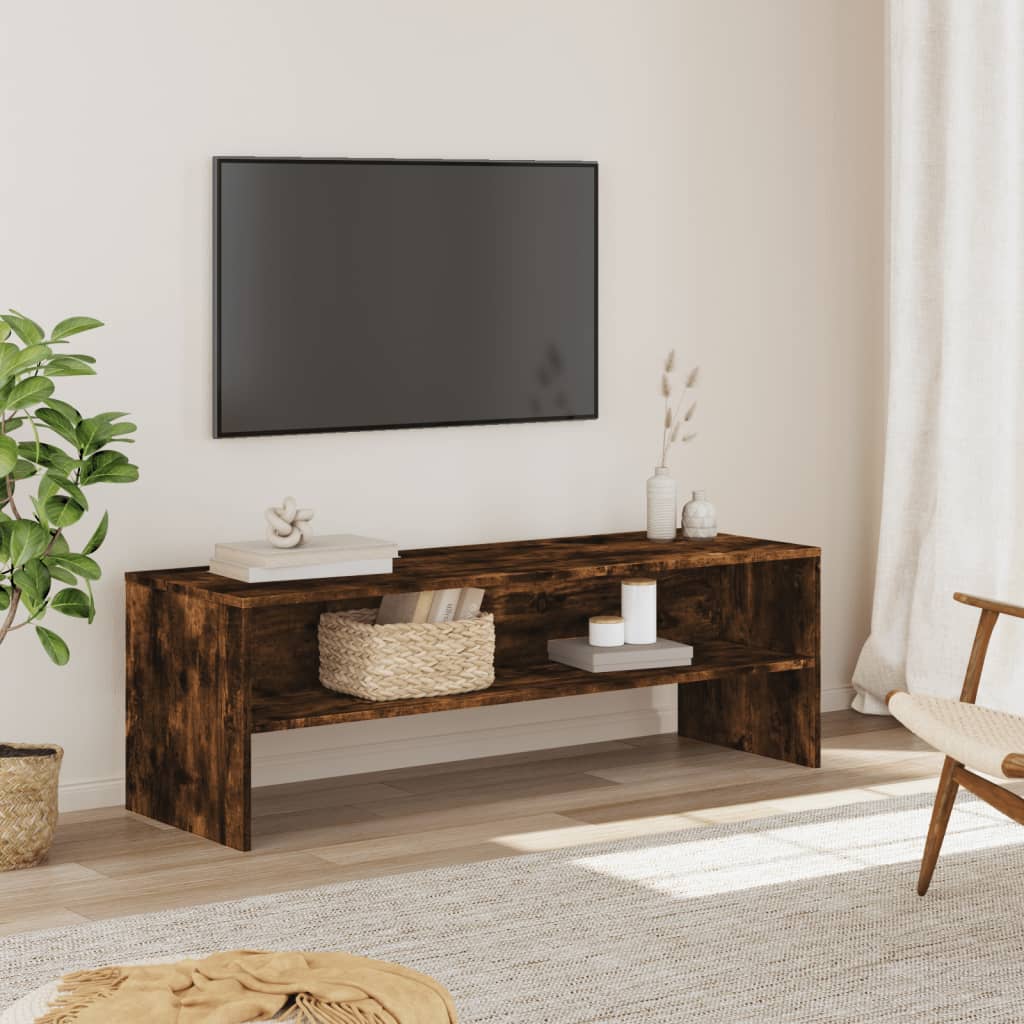 Meuble TV Effet Chêne Artisanal - 120 cm-Mon Meuble TV-Chêne fumé-11