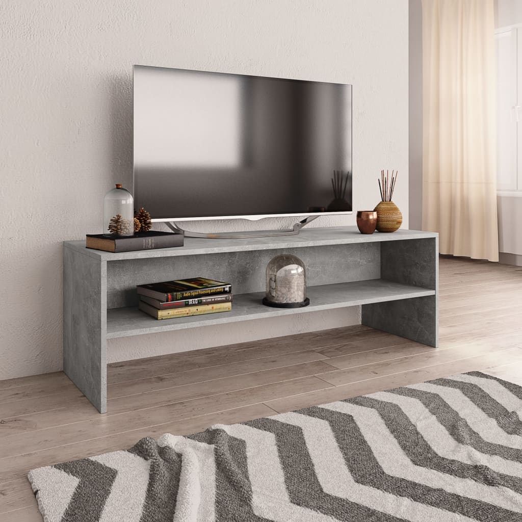 Meuble TV Effet Chêne Artisanal - 120 cm-Mon Meuble TV-Gris béton-18