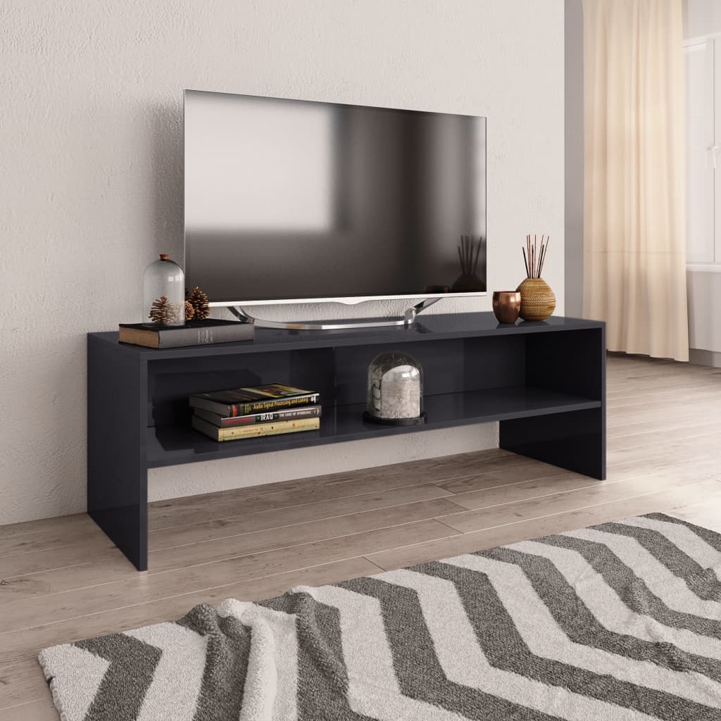 Meuble TV Effet Chêne Artisanal - 120 cm-Mon Meuble TV-gris brillant-19