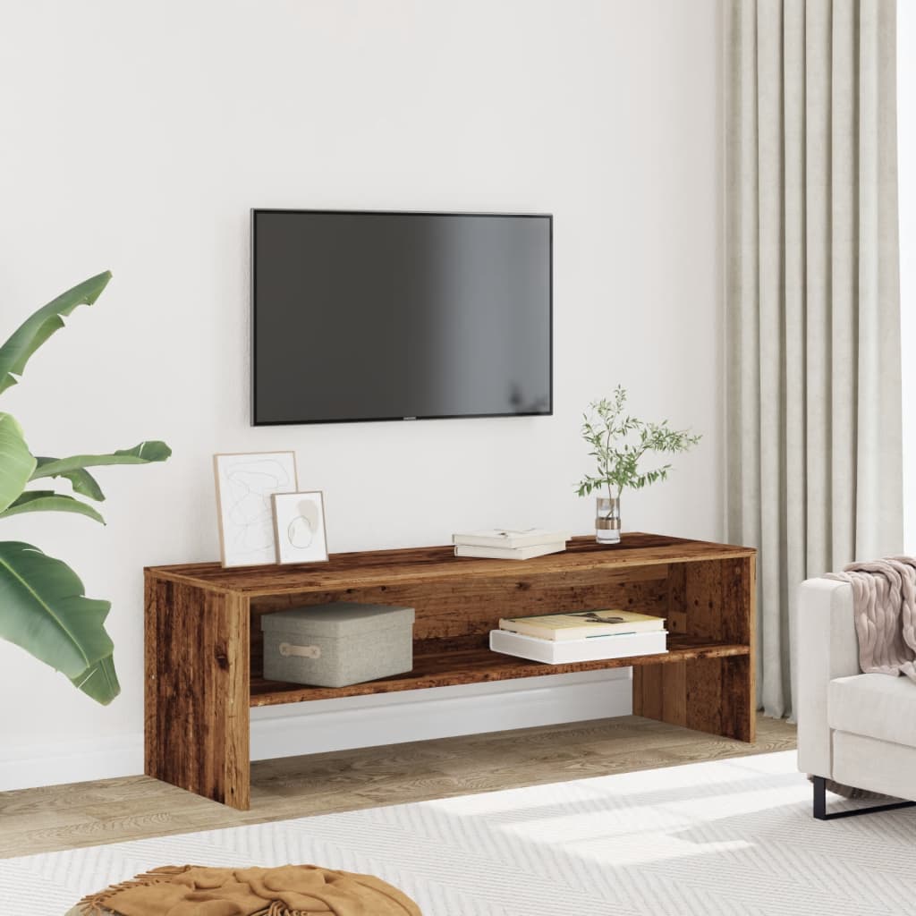 Meuble TV Effet Chêne Artisanal - 120 cm-Mon Meuble TV-Vieux bois-12