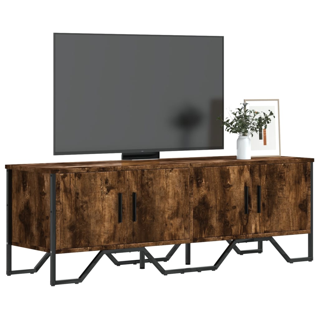 Meuble TV Effet Chêne et Métal Noir - 122 cm-Mon Meuble TV-Chêne fumé-1-1
