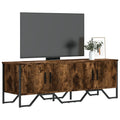 Meuble TV Effet Chêne et Métal Noir - 122 cm-Mon Meuble TV-Chêne fumé-1-1