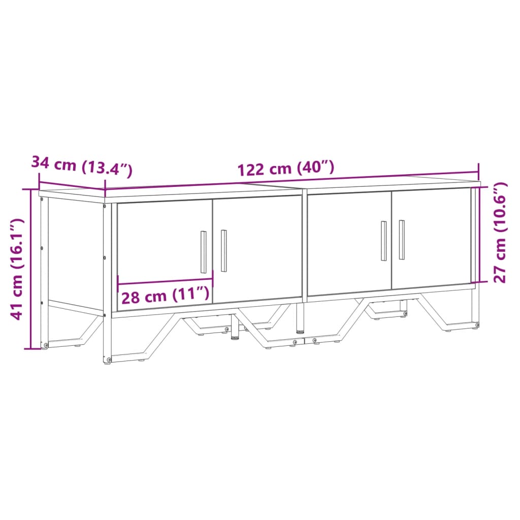 Meuble TV Effet Chêne et Métal Noir - 122 cm-Mon Meuble TV-Chêne marron-1-10