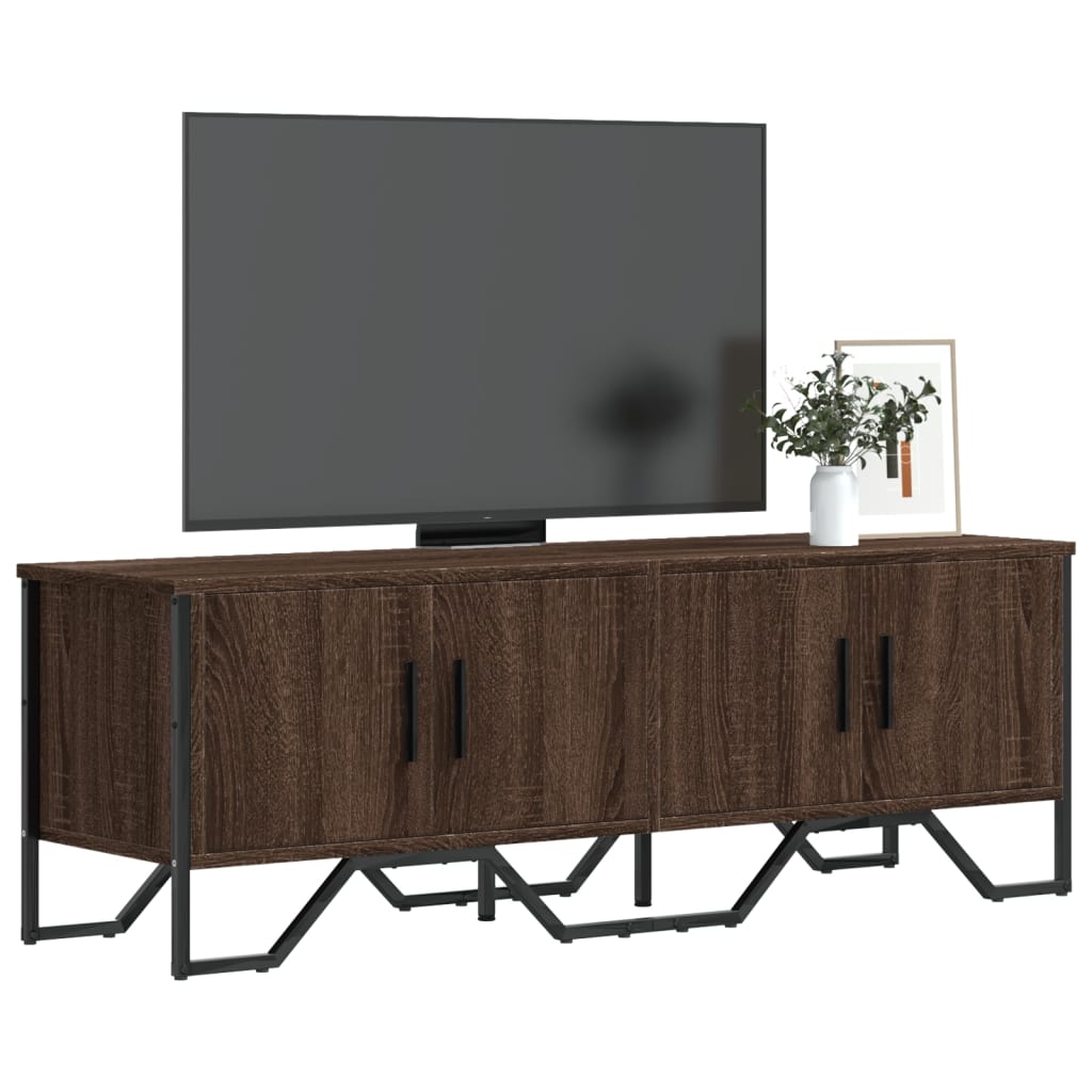 Meuble TV Effet Chêne et Métal Noir - 122 cm-Mon Meuble TV-Chêne marron-1-13