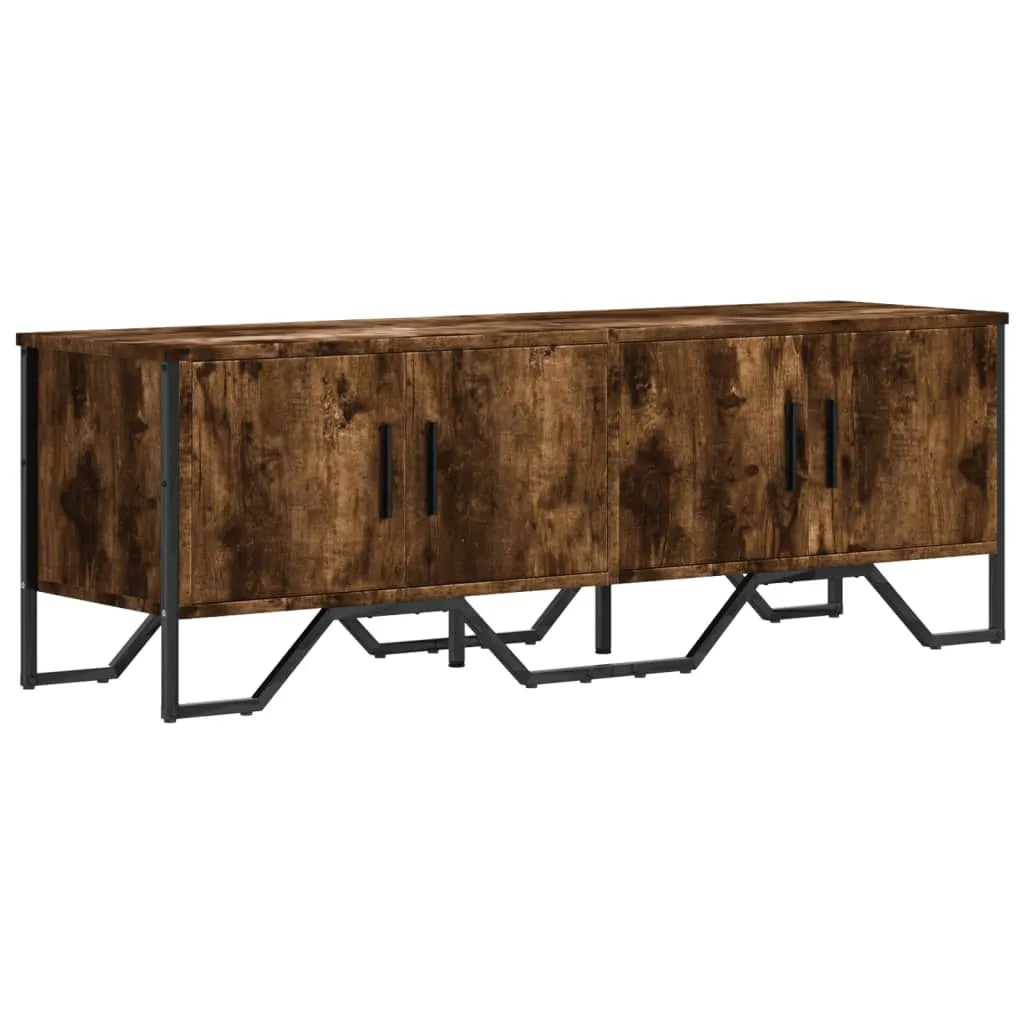 Meuble TV Effet Chêne et Métal Noir - 122 cm-Mon Meuble TV-Chêne marron-1-2