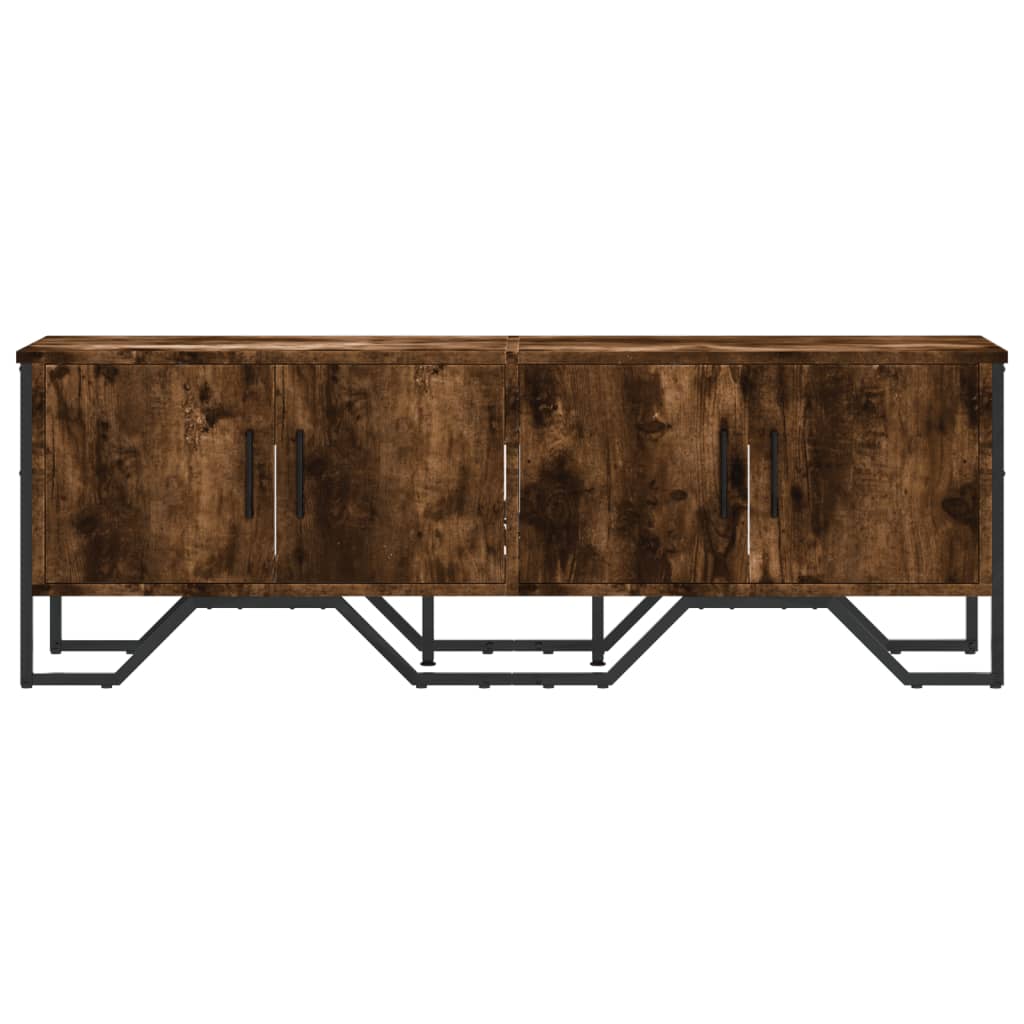 Meuble TV Effet Chêne et Métal Noir - 122 cm-Mon Meuble TV-Chêne marron-1-4