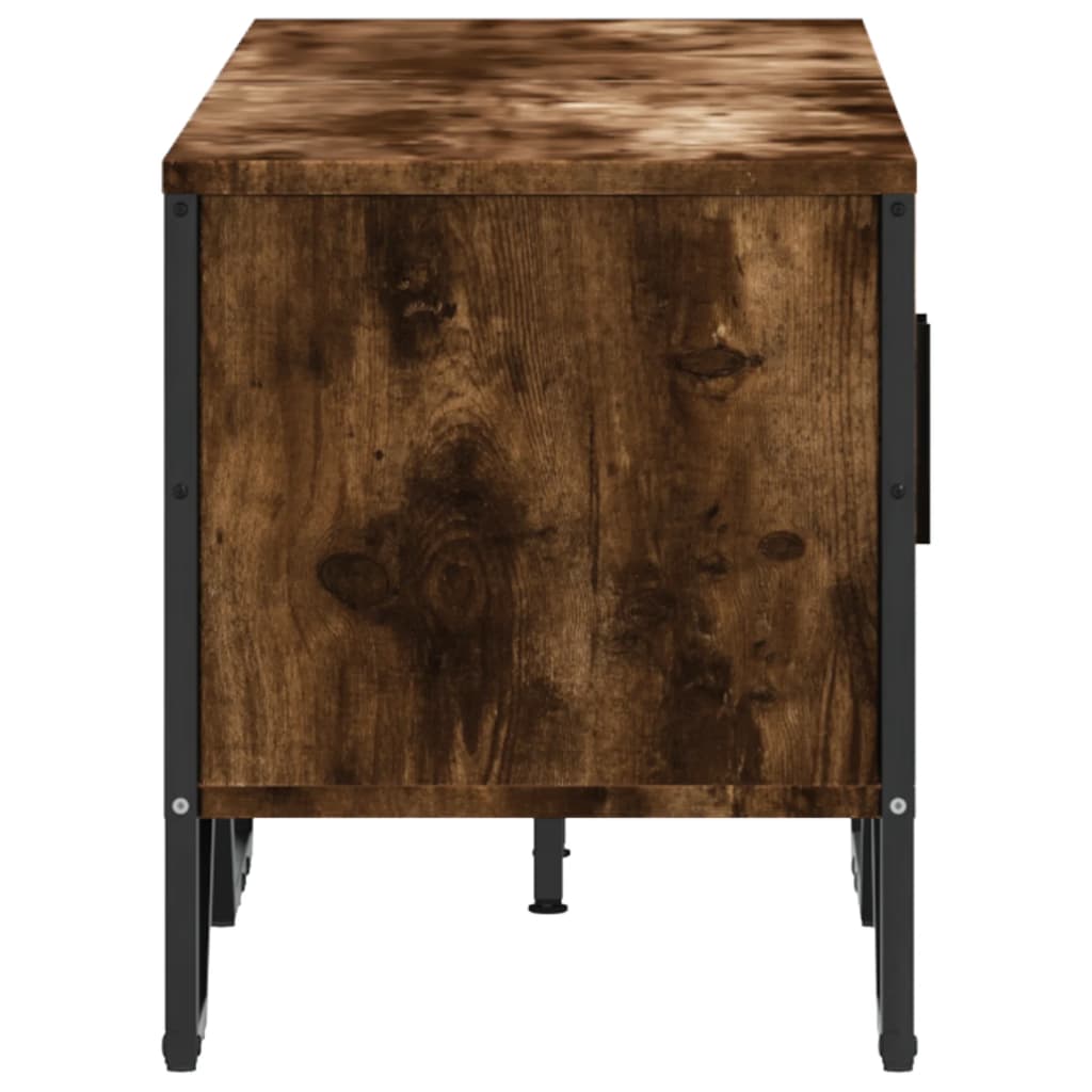Meuble TV Effet Chêne et Métal Noir - 122 cm-Mon Meuble TV-Chêne marron-1-5