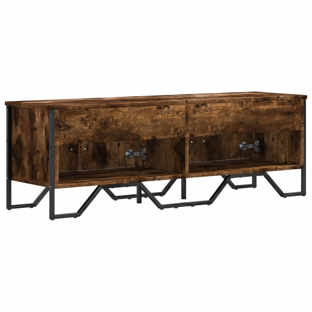 Meuble TV Effet Chêne et Métal Noir - 122 cm-Mon Meuble TV-Chêne marron-1-6