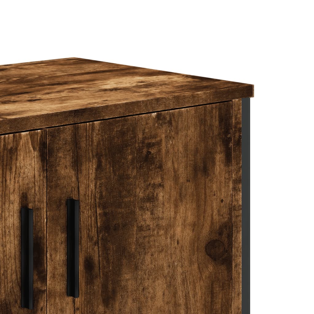 Meuble TV Effet Chêne et Métal Noir - 122 cm-Mon Meuble TV-Chêne marron-1-8