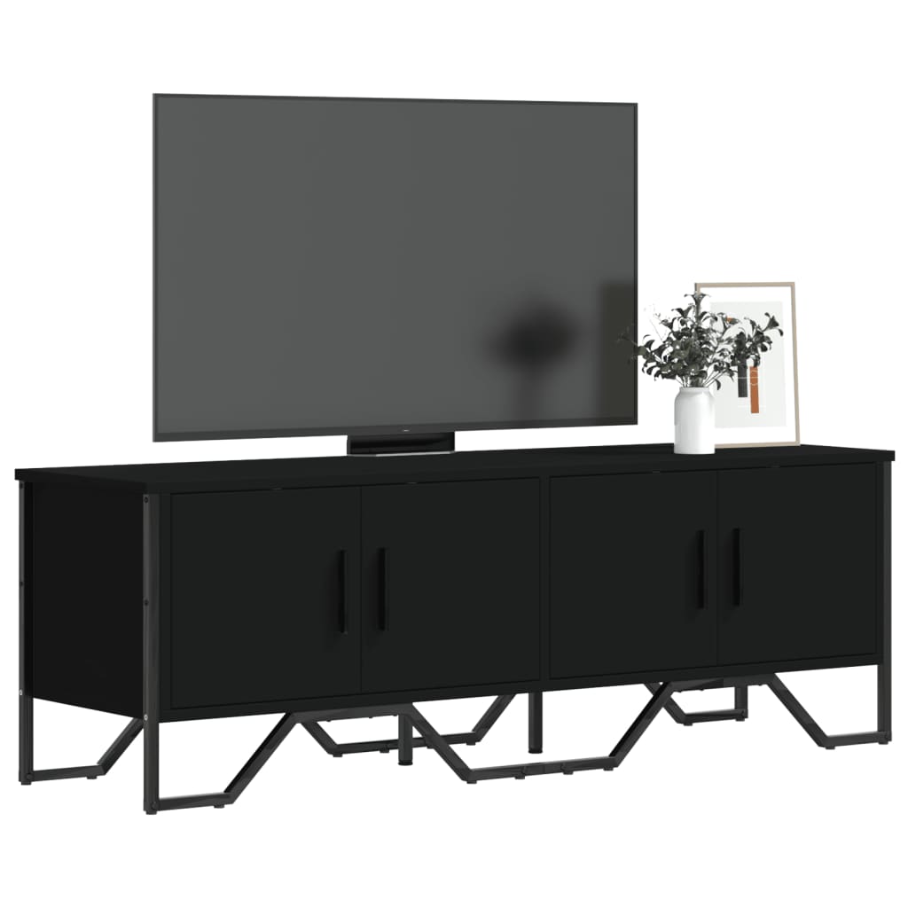 Meuble TV Effet Chêne et Métal Noir - 122 cm-Mon Meuble TV-Noir-1-12
