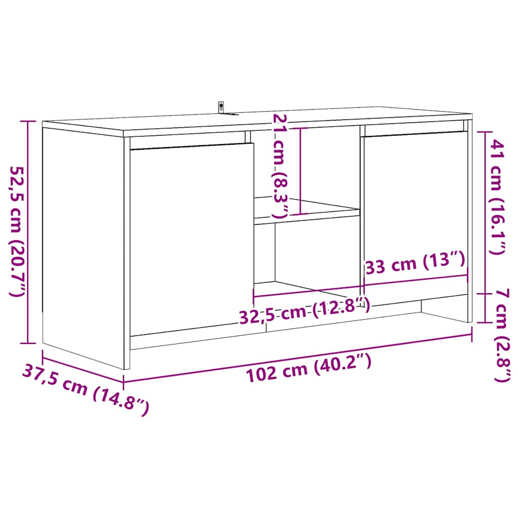 Meuble TV Effet Chêne Foncé - 102 cm-Mon Meuble TV-10
