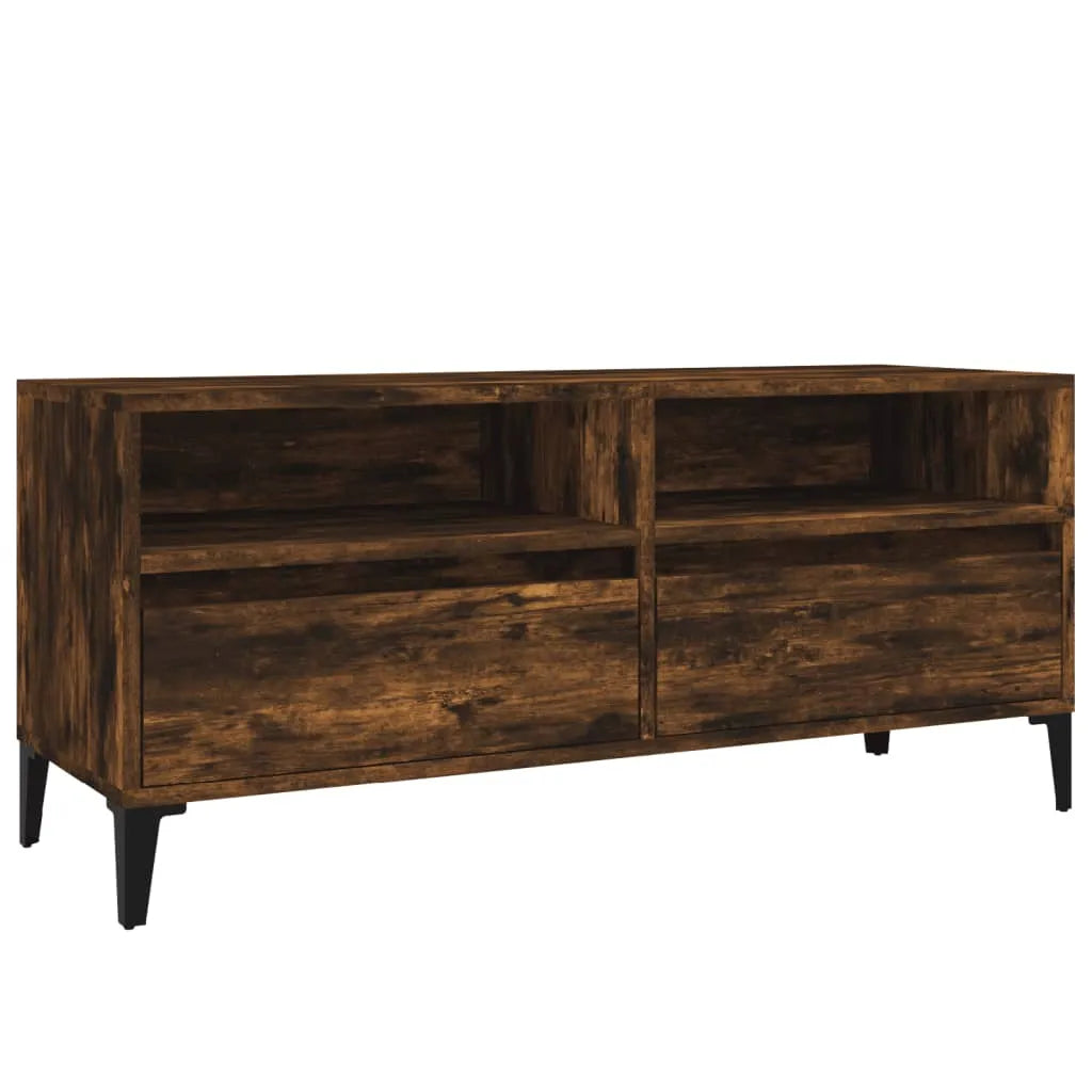 Meuble TV Effet Chêne Fumé et Métal - 100 cm-Mon Meuble TV-1