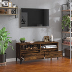 Meuble TV Effet Chêne Fumé et Métal - 100 cm-Mon Meuble TV-3