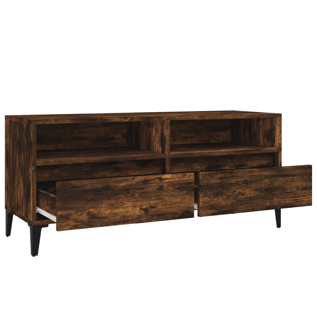 Meuble TV Effet Chêne Fumé et Métal - 100 cm-Mon Meuble TV-8