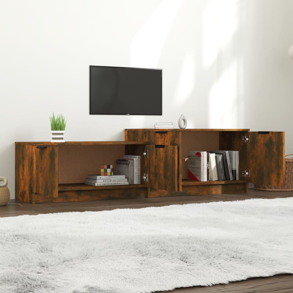 Meuble TV Effet Chêne Marron - 158,5 cm-Mon Meuble TV-Chêne fumé-1-3