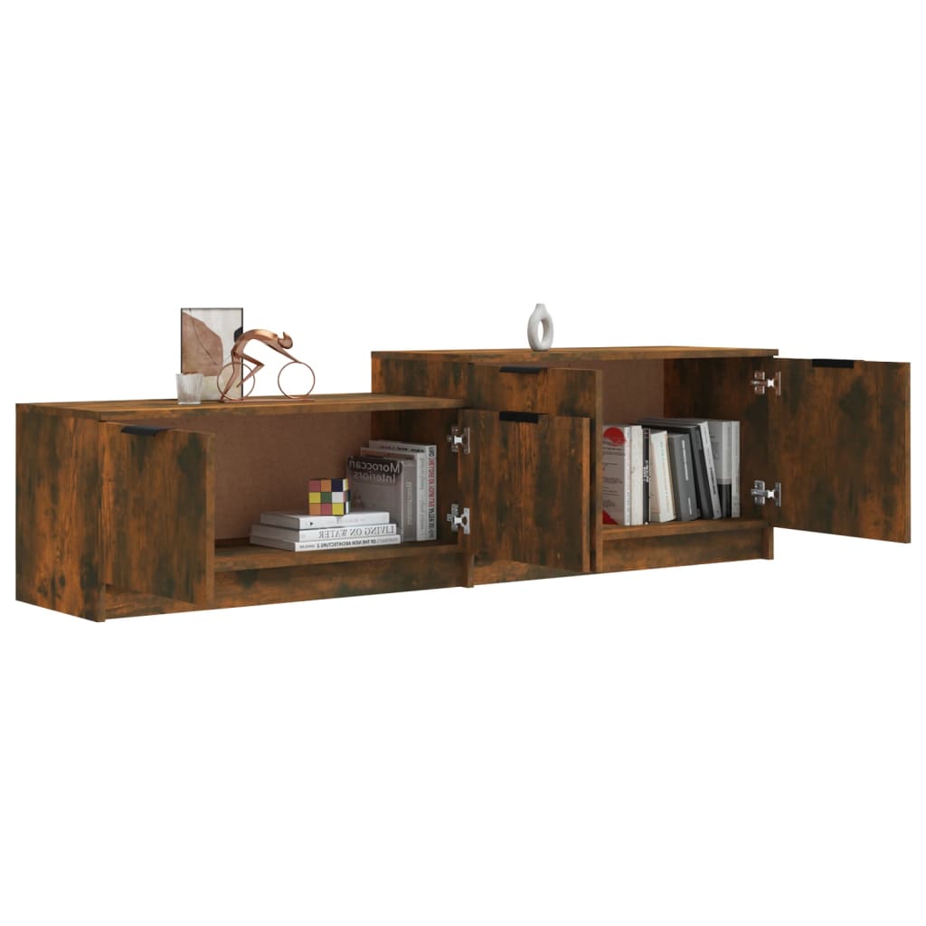 Meuble TV Effet Chêne Marron - 158,5 cm-Mon Meuble TV-Chêne fumé-1-4