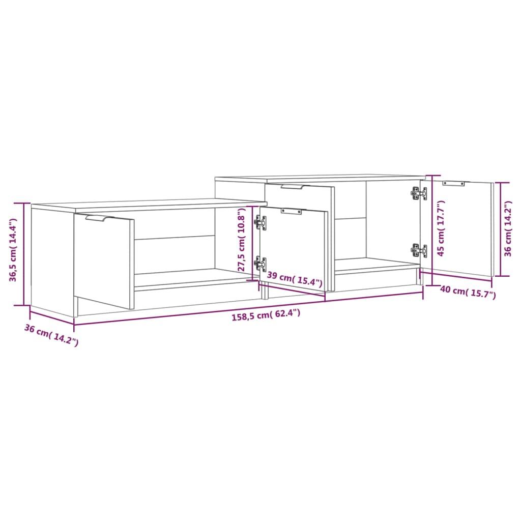 Meuble TV Effet Chêne Marron - 158,5 cm-Mon Meuble TV-Chêne fumé-1-8