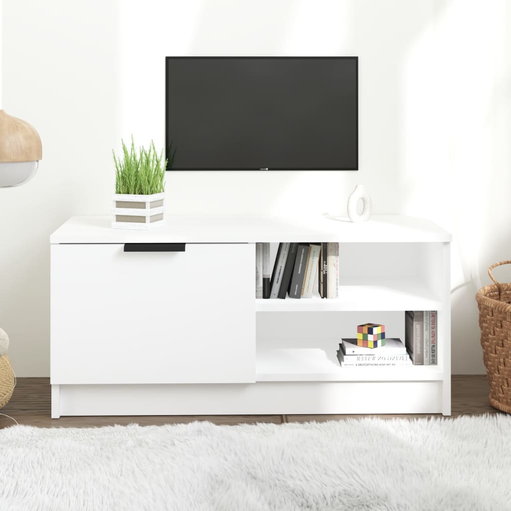 Meuble TV Effet Chêne Naturel - 80 cm-Mon Meuble TV-Blanc-1-15