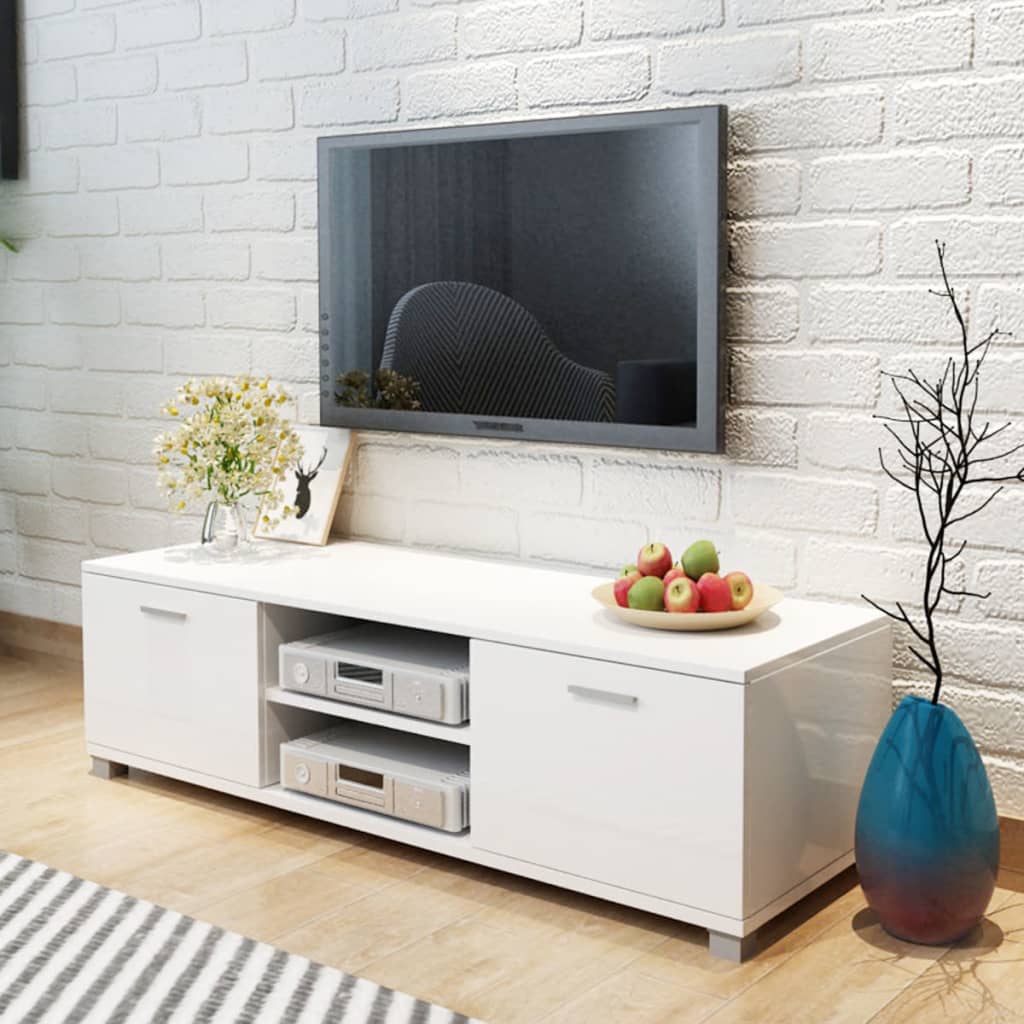 Meuble TV Effet Chêne Sonoma - 120 cm-Mon Meuble TV-Blanc brillant-140 cm-1-17
