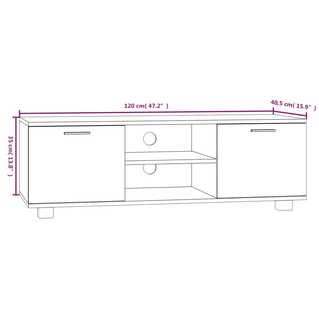Meuble TV Effet Chêne Sonoma - 120 cm-Mon Meuble TV-Chêne fumé-120 cm-1-8