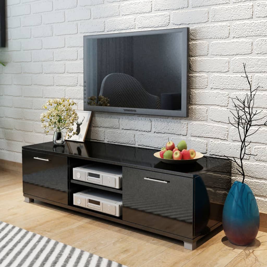 Meuble TV Effet Chêne Sonoma - 120 cm-Mon Meuble TV-noir brillant-120 cm-1-10