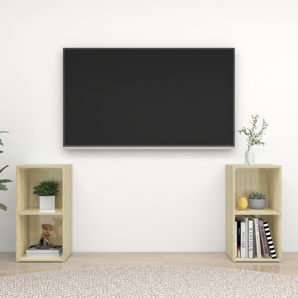 Meuble TV Effet Chêne Sonoma - 2 Pièces-Mon Meuble TV-36.5 cm-72 cm-2-2