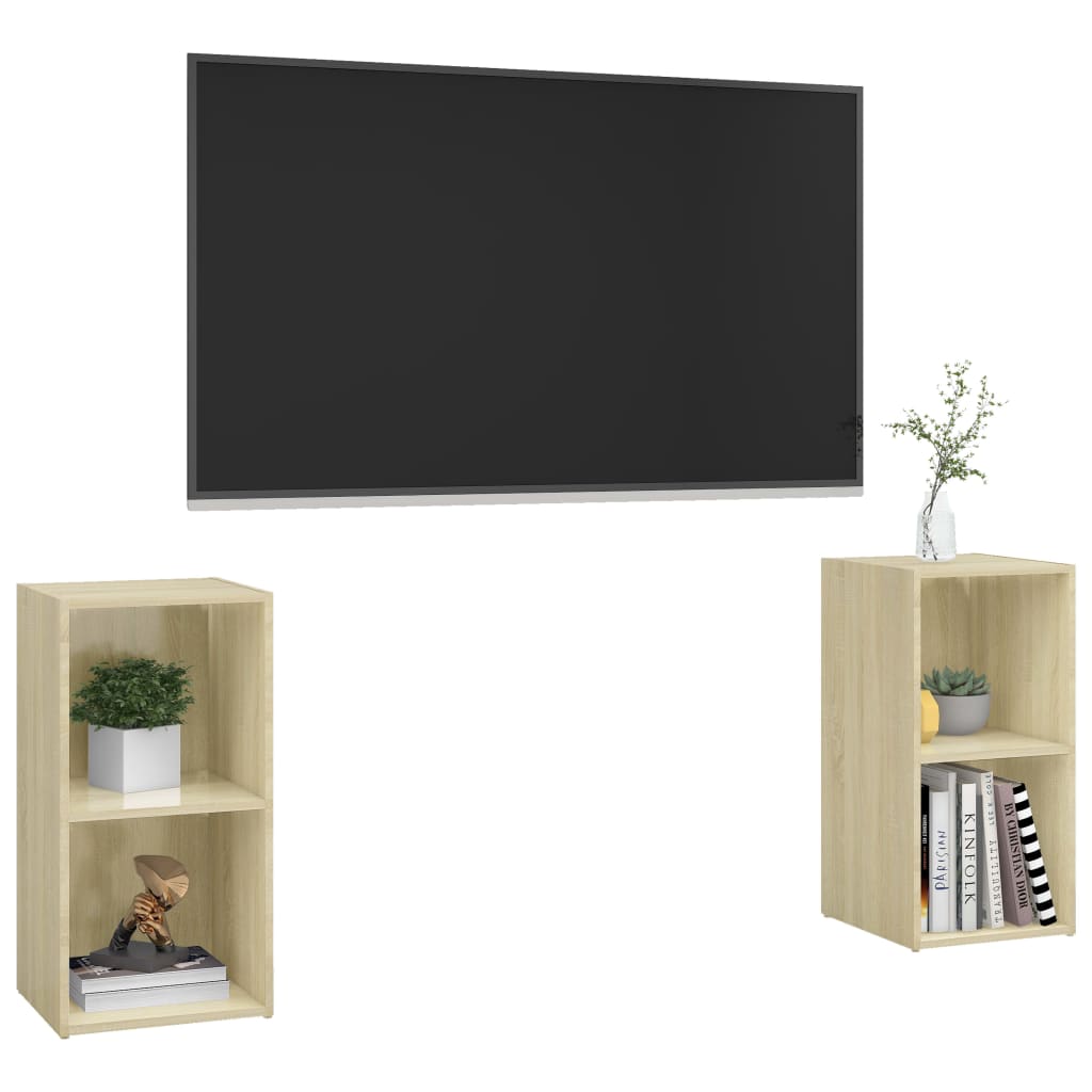 Meuble TV Effet Chêne Sonoma - 2 Pièces-Mon Meuble TV-36.5 cm-72 cm-2-3