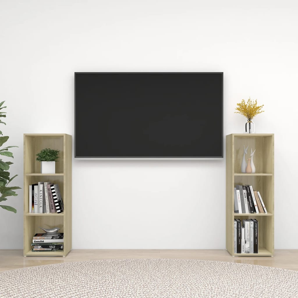 Meuble TV Effet Chêne Sonoma - 2 Pièces-Mon Meuble TV-37 cm-107 cm-2-10