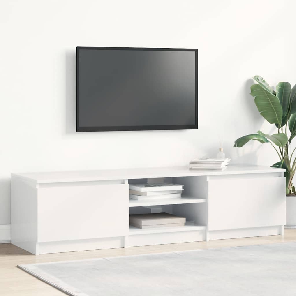 Meuble TV Effet Sonoma Gris - 140 cm-Mon Meuble TV-Blanc brillant-16