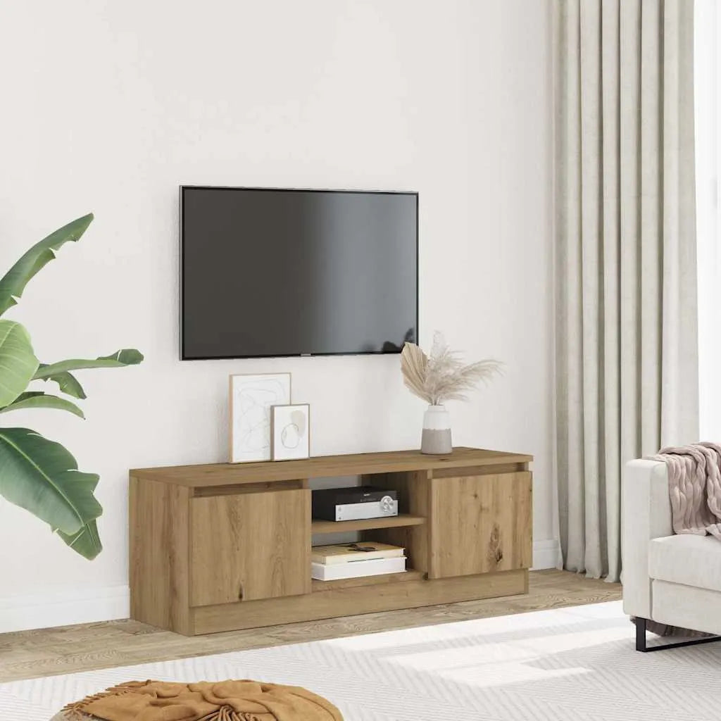 Meuble TV Effet Vieux Bois - 100 cm Longueur-Mon Meuble TV-Chêne artisanal-11