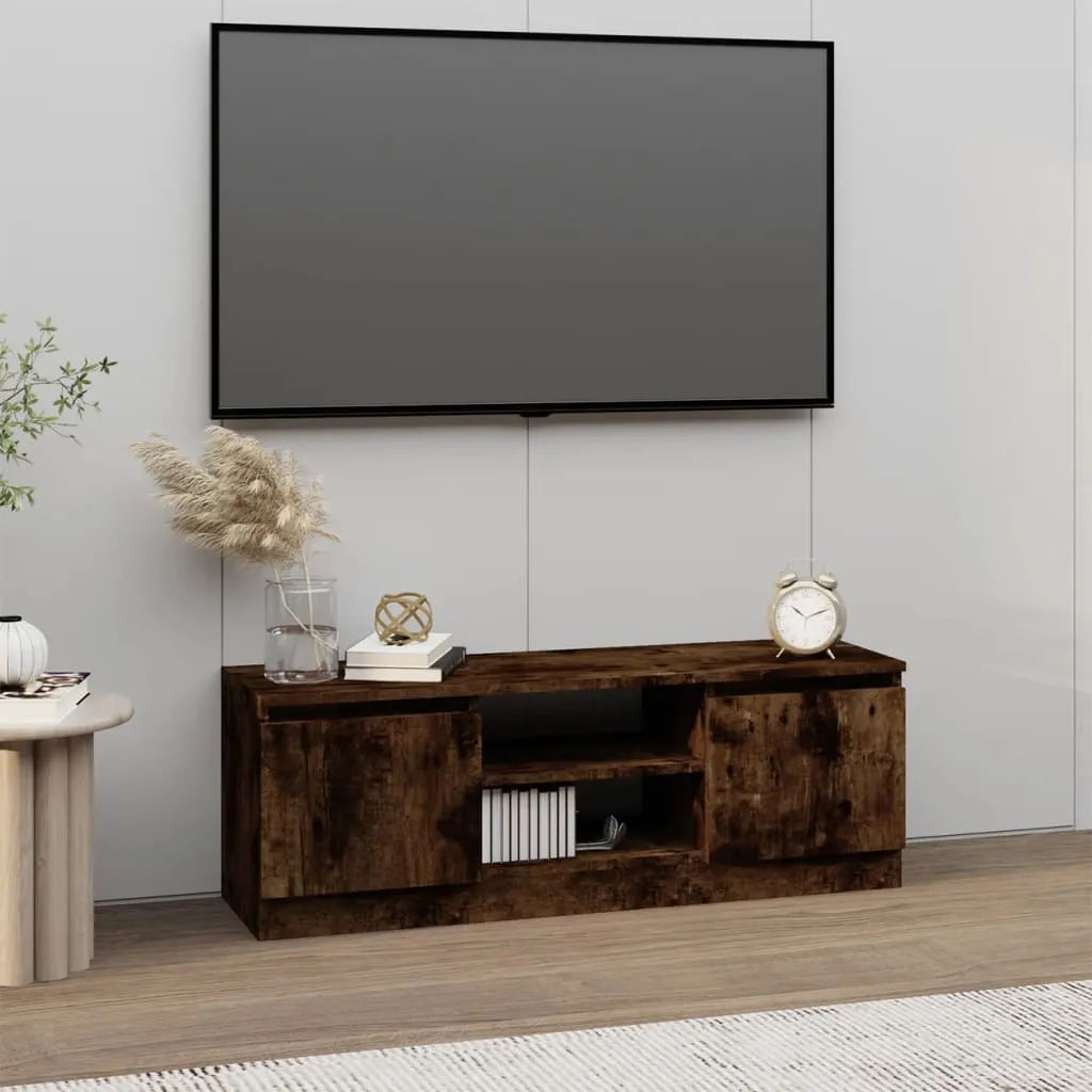 Meuble TV Effet Vieux Bois - 100 cm Longueur-Mon Meuble TV-Chêne fumé-14