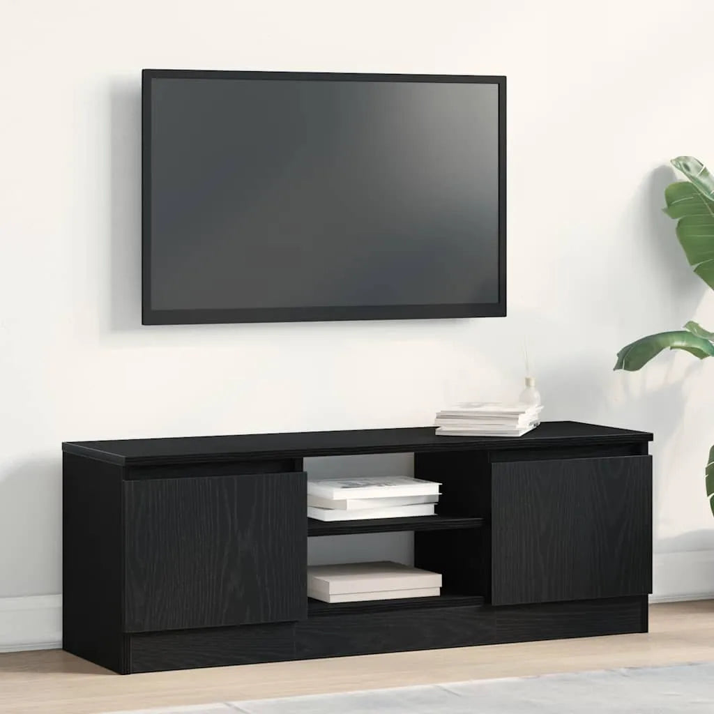 Meuble TV Effet Vieux Bois - 100 cm Longueur-Mon Meuble TV-Chêne noir-12