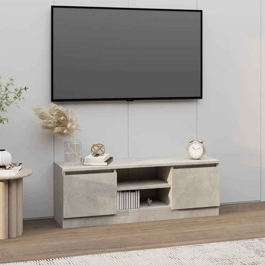 Meuble TV Effet Vieux Bois - 100 cm Longueur-Mon Meuble TV-Gris béton-13