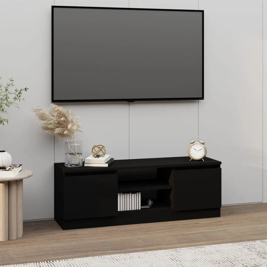 Meuble TV Effet Vieux Bois - 100 cm Longueur-Mon Meuble TV-Noir-17