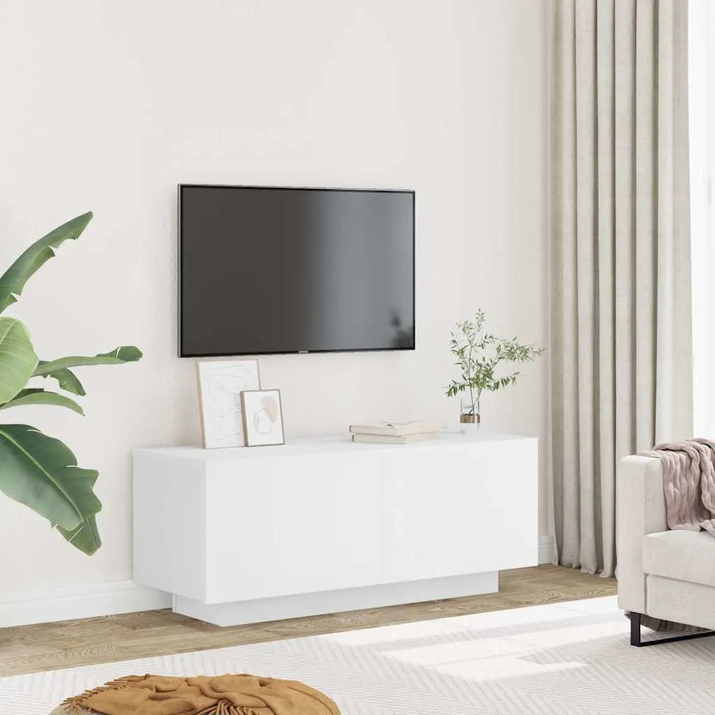 Meuble TV Effet Vieux Bois - 100 cm-Mon Meuble TV-Blanc-12