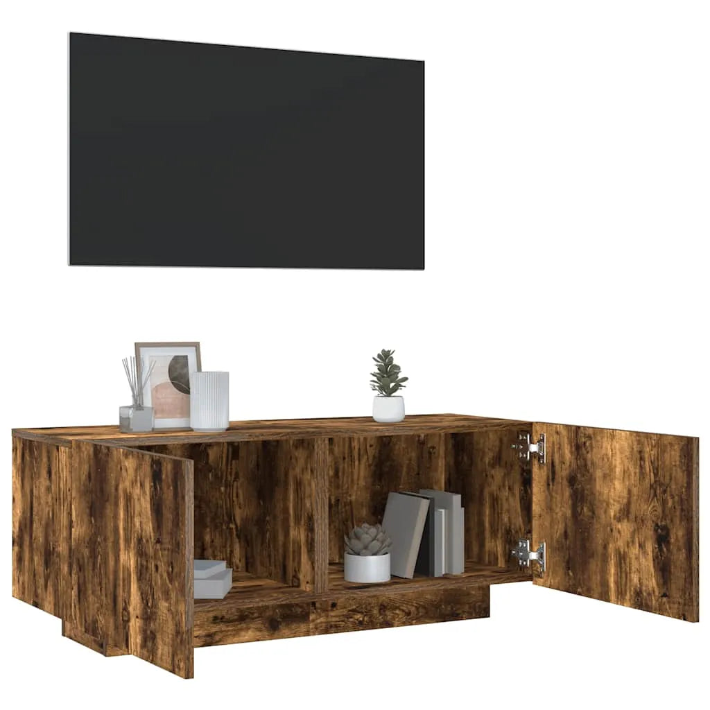 Meuble TV Effet Vieux Bois - 100 cm-Mon Meuble TV-Chêne fumé-14