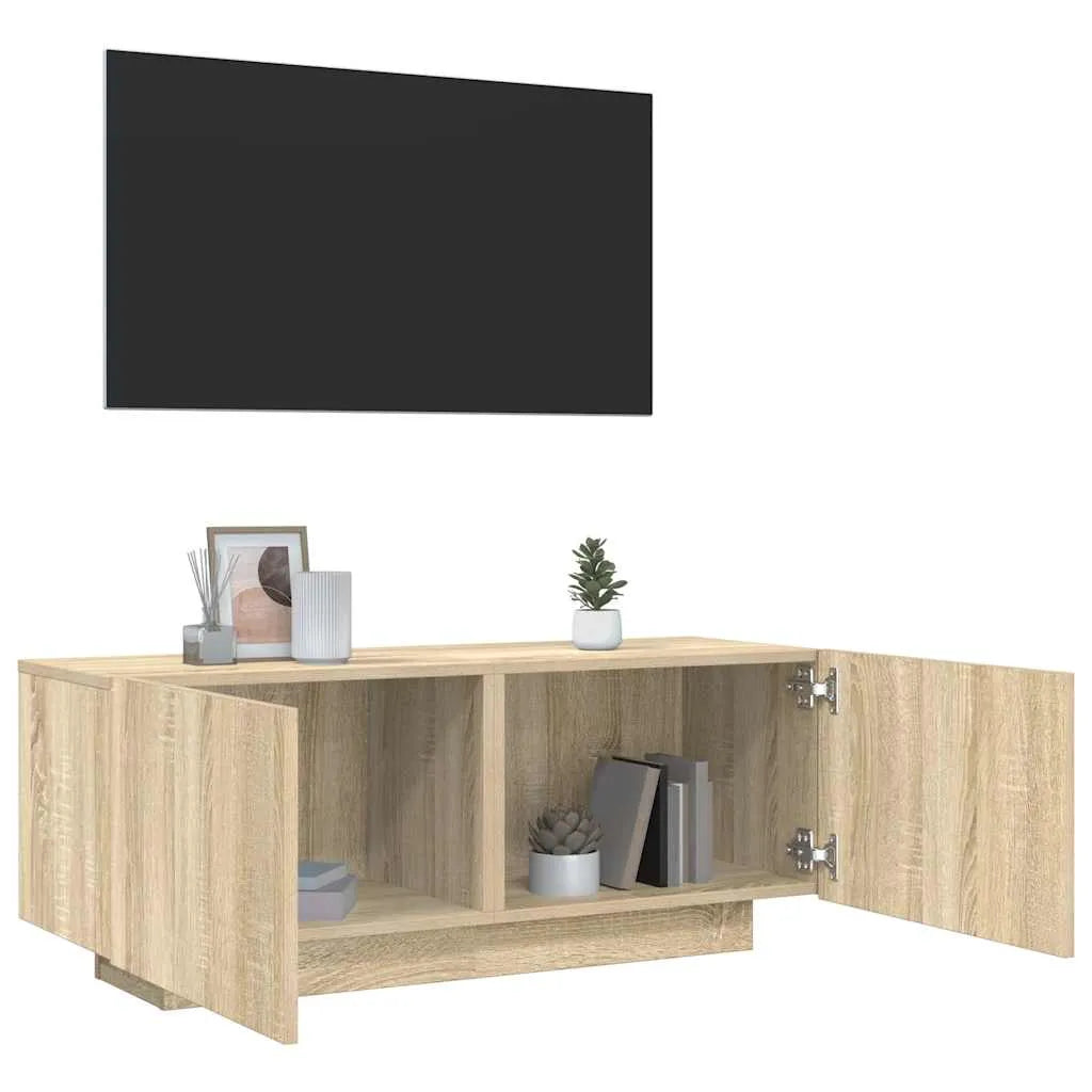 Meuble TV Effet Vieux Bois - 100 cm-Mon Meuble TV-Chêne sonoma-17