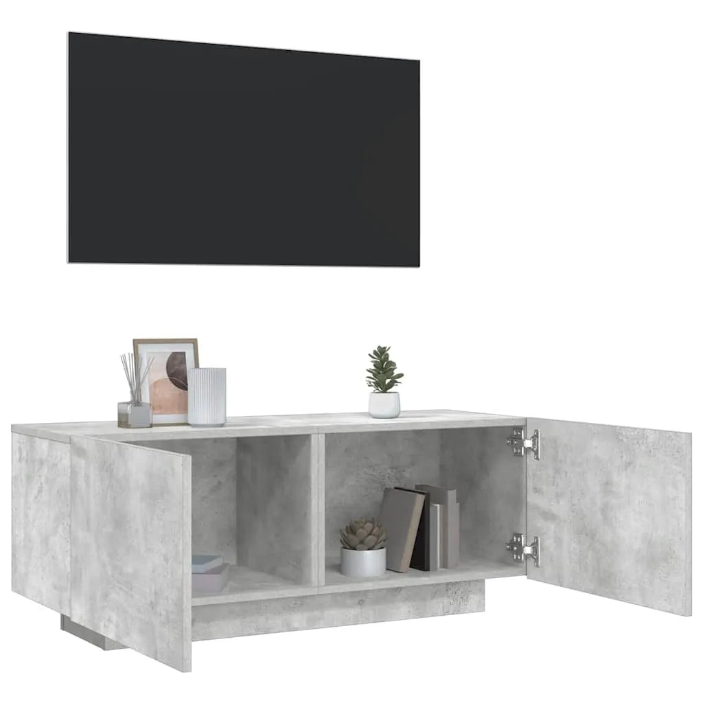 Meuble TV Effet Vieux Bois - 100 cm-Mon Meuble TV-Gris béton-18
