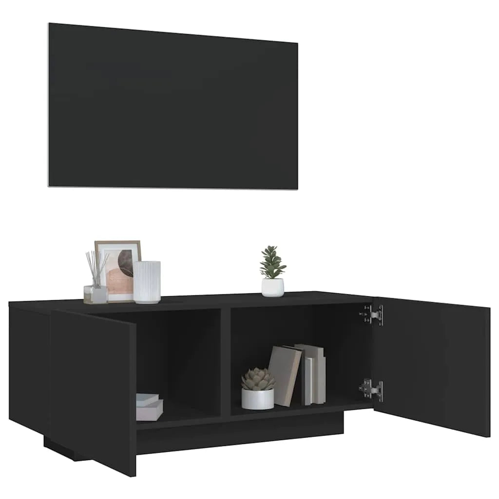 Meuble TV Effet Vieux Bois - 100 cm-Mon Meuble TV-Noir-13