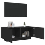 Meuble TV Effet Vieux Bois - 100 cm-Mon Meuble TV-Noir-13