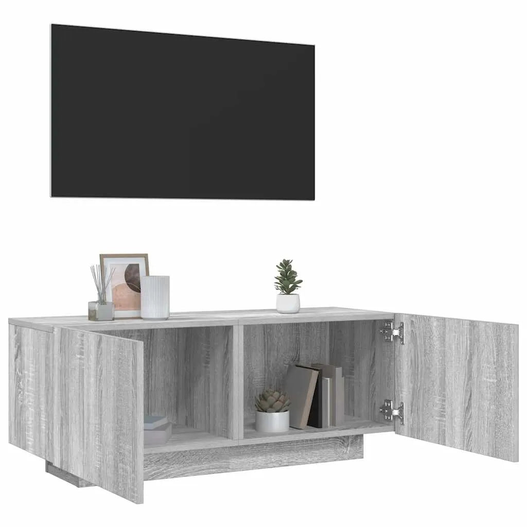 Meuble TV Effet Vieux Bois - 100 cm-Mon Meuble TV-Sonoma gris-15