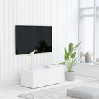 Meuble TV Effet Vieux Bois - Longueur 80 cm-Mon Meuble TV-Blanc-1-11