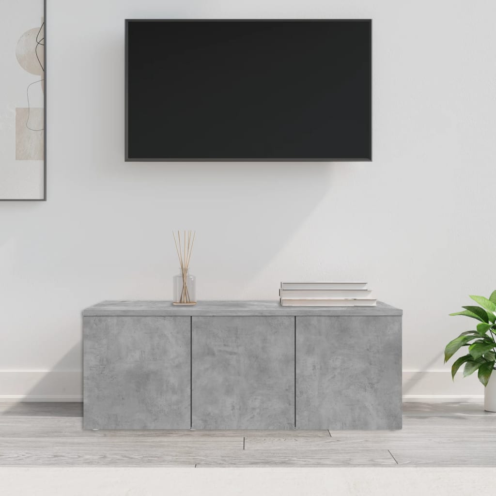 Meuble TV Effet Vieux Bois - Longueur 80 cm-Mon Meuble TV-Gris béton-1-14