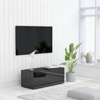 Meuble TV Effet Vieux Bois - Longueur 80 cm-Mon Meuble TV-noir brillant-1-15